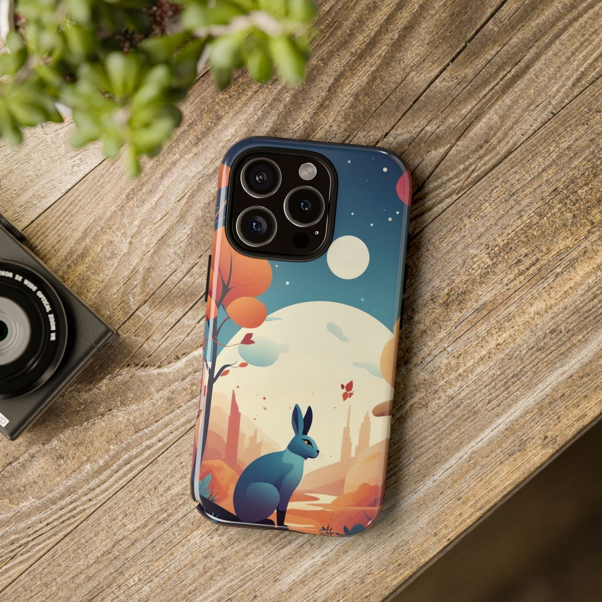 Stylised Blue Hare Design Phone Case - Multicolor Phone Case