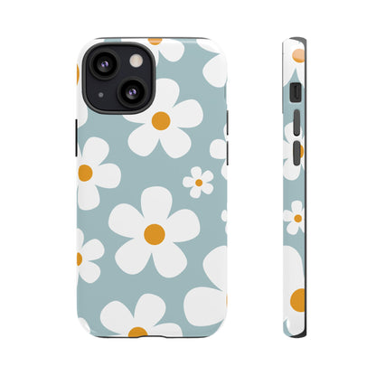Cute Blue Daisy Pattern Phone Case - Blue Phone Case - iPhone 13 Mini / Glossy