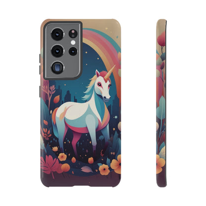 Samsung Galaxy S21 Ultra / Glossy Phone Case - Stylised Unicorn & Rainbow Design Phone Case