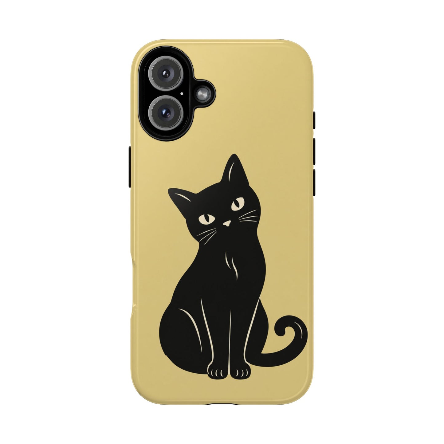 Minimalist Butter Yellow & Black Cat Phone Case