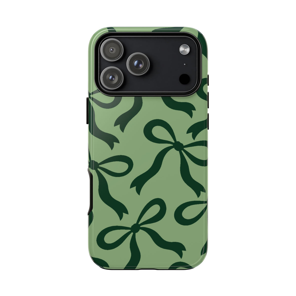 Bold Sage Green and Forest Green Bow Pattern Phone Case - Green Phone Case - iPhone 17 Pro Max / Glossy
