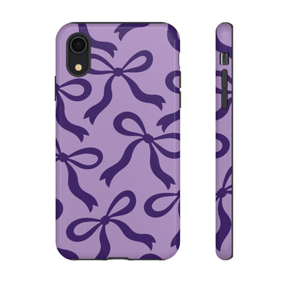 Bold Lilac and Deep Purple Bow Pattern Phone Case - Purple Phone Case - iPhone XR / Glossy