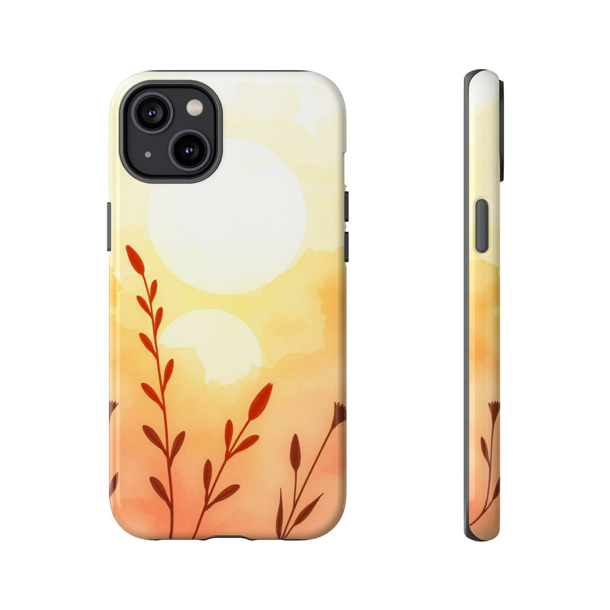 Watercolour Wildflower & Sun Design Phone Case - Multicolor Phone Case - iPhone 14 Plus / Glossy
