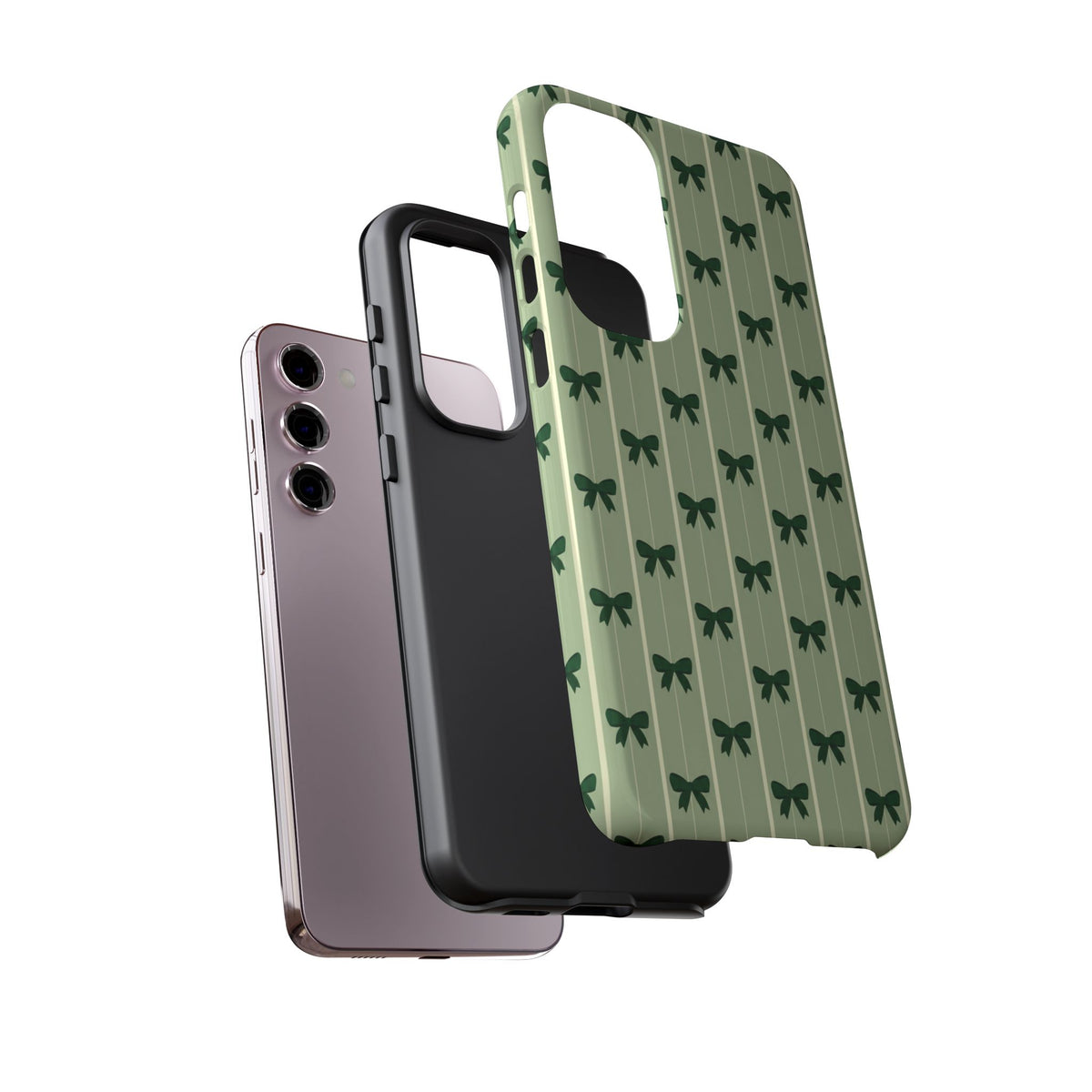 Retro Forest Green Bow Pattern Phone Case