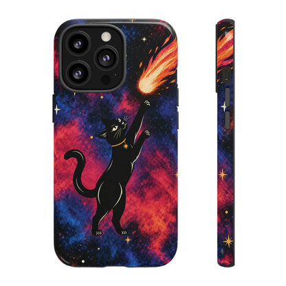 Whimsical Multicolour Celestial Black Cat Phone Case