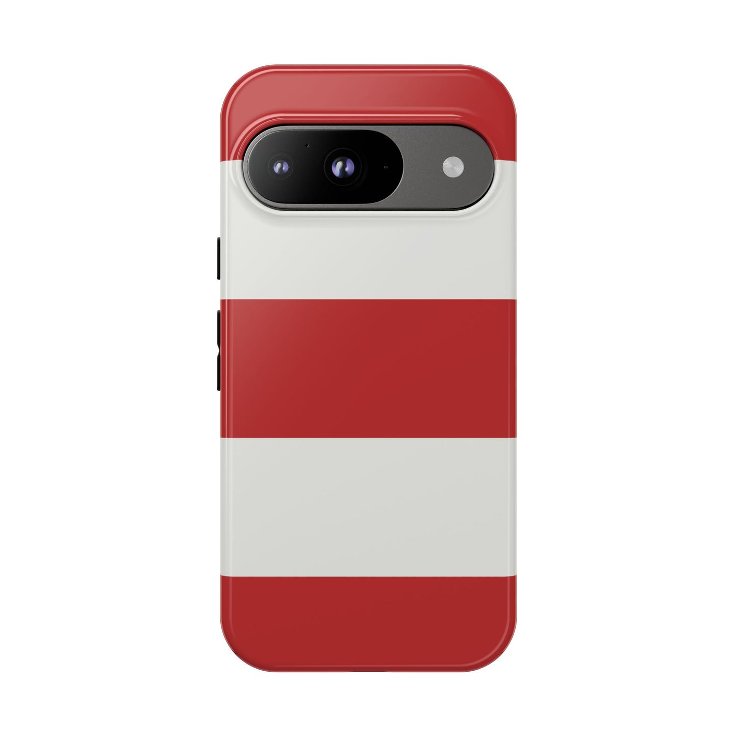 Google Pixel 9 / Glossy Phone Case - Red & White Horizontal Stripe Pattern Phone Case