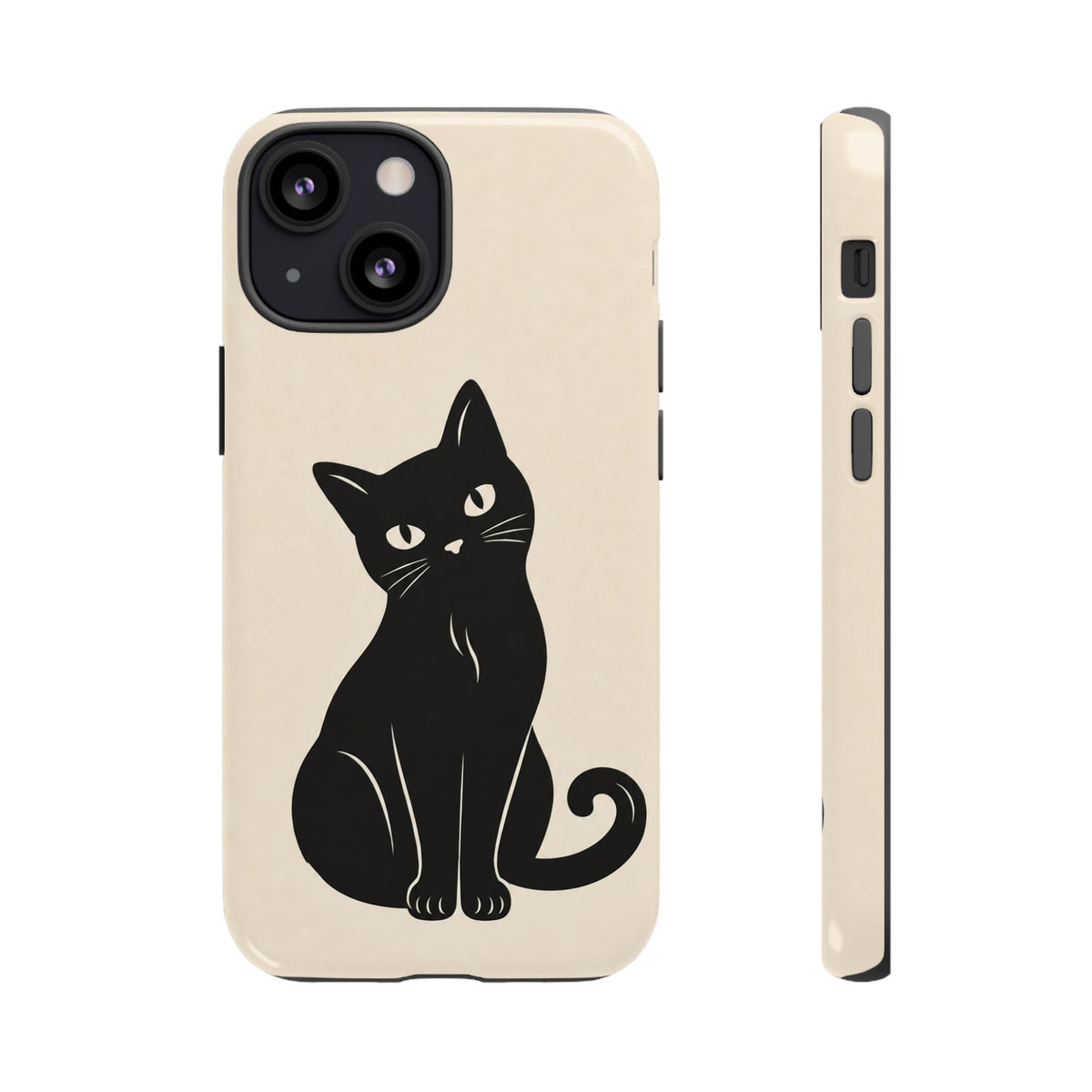 Minimalist Cream & Black Cat Phone Case