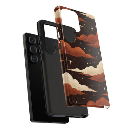 Illustrated Burnt Orange Clouds & Stars Phone Case