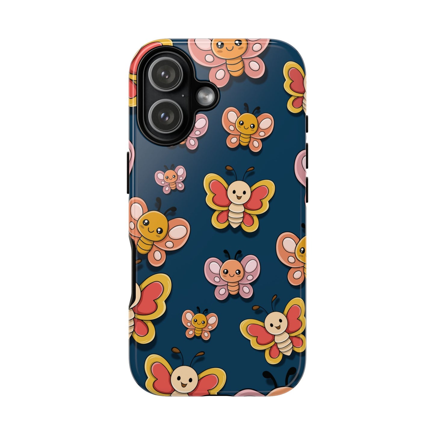 Dark Blue Butterfly Sticker Design Phone Case - Blue Phone Case - iPhone 17 / Glossy