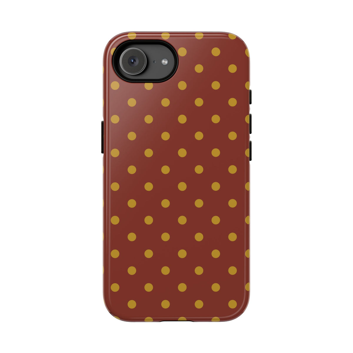 Trendy Brown & Mustard Dot Pattern Phone Case - Brown Phone Case - iPhone 17e / Glossy