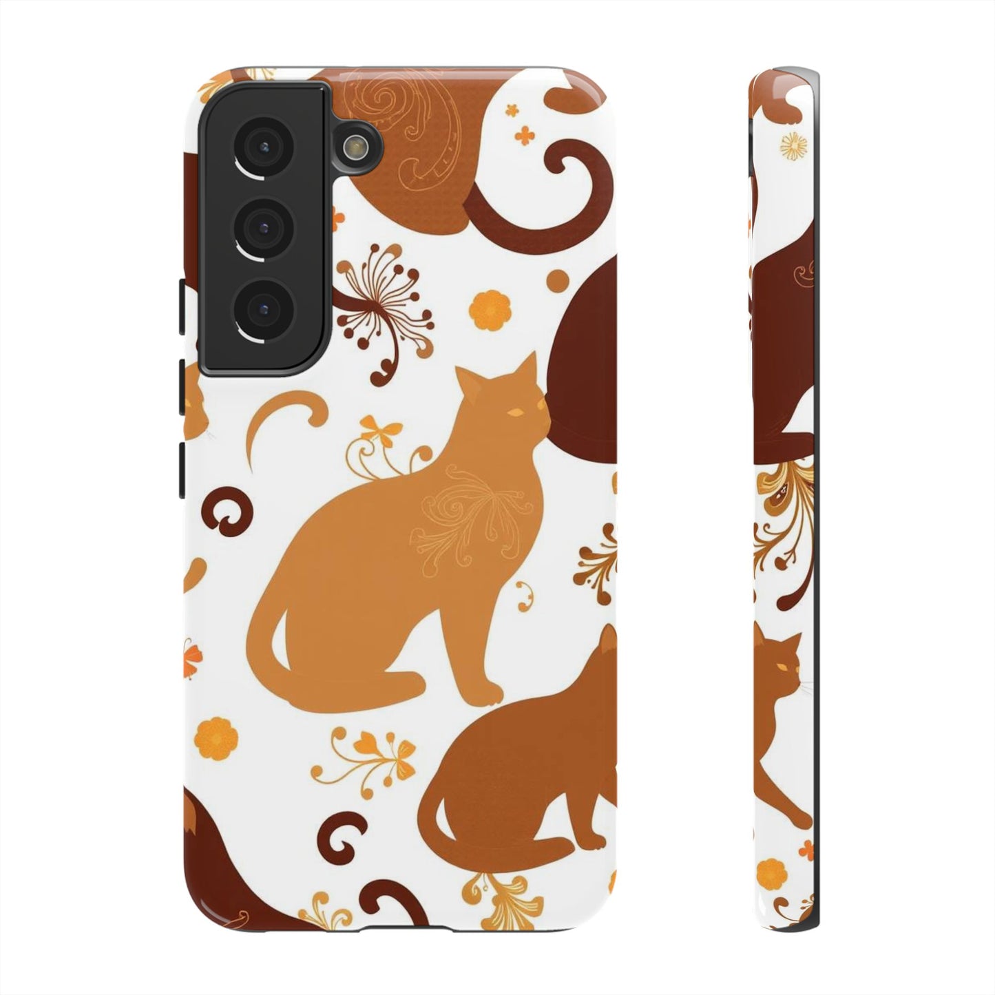 Samsung Galaxy S22 / Glossy Phone Case - Abstract Cat Pattern Phone Case