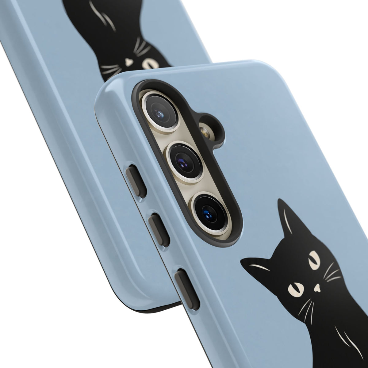 Minimalist Powder Blue & Black Cat Phone Case