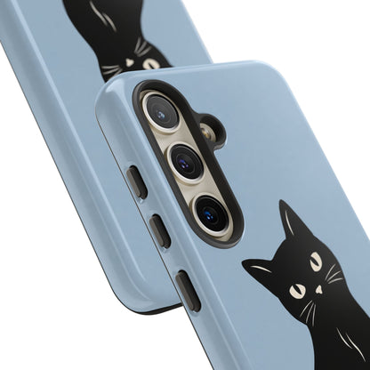 Minimalist Powder Blue & Black Cat Phone Case