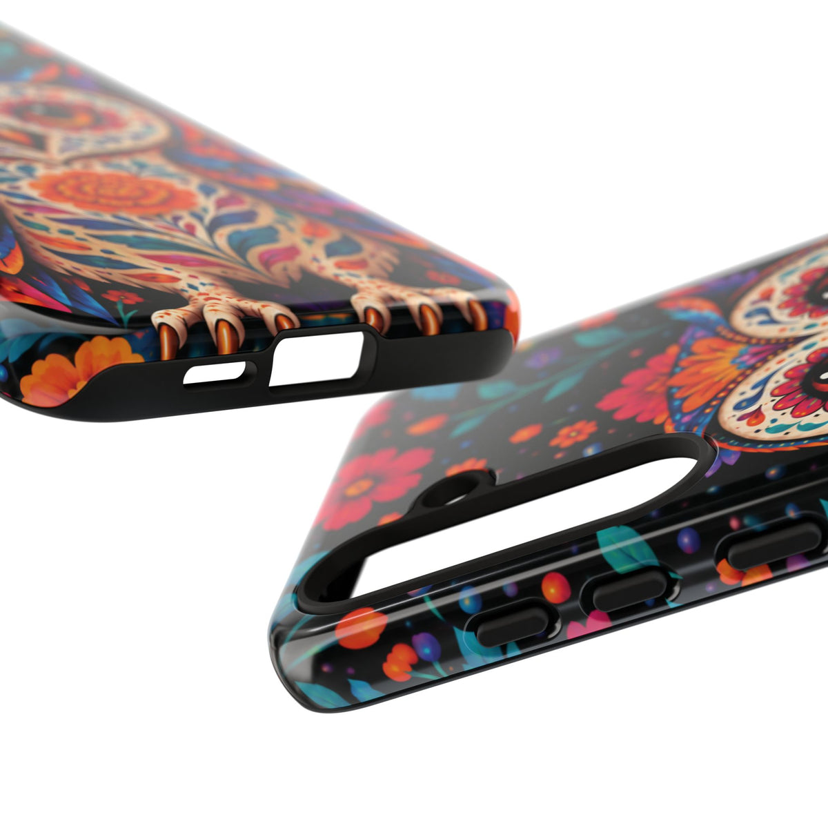 Vibrant Orange and Turquoise Calavera Owl Phone Case - Multicolor Phone Case
