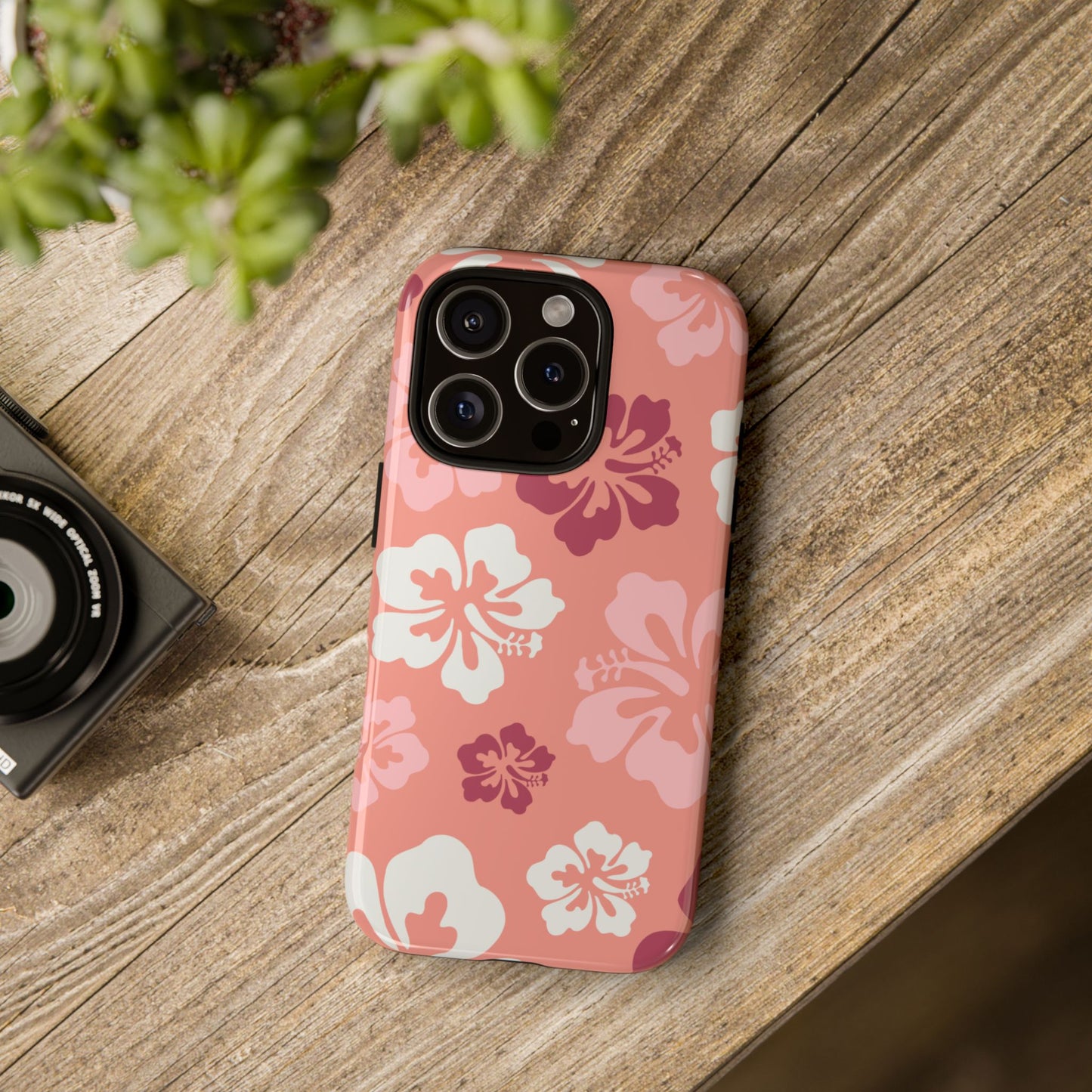 Phone Case - ’Pink Hibiscus Retro Pattern #3’ Phone Case