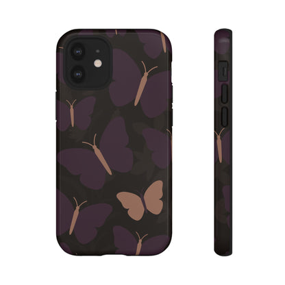 iPhone 12 Mini / Glossy Phone Case - Minimalist Purple Butterfly Pattern Phone Case