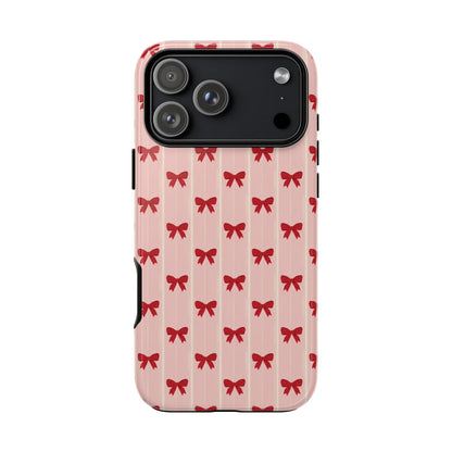 Retro Cherry Red Bow Pattern Phone Case