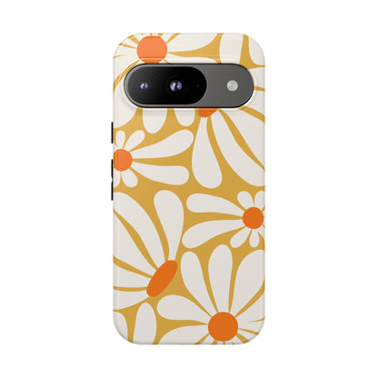 Retro Yellow Daisy Pattern Phone Case - Yellow Phone Case - Google Pixel 9 / Glossy