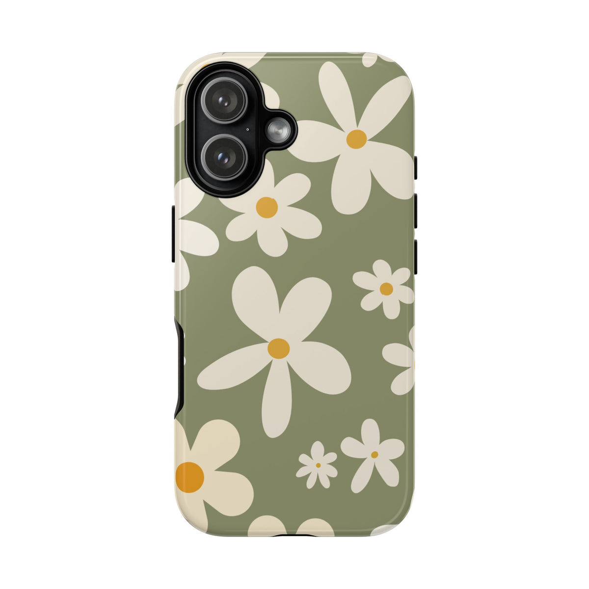 Chic Green Daisy Pattern Phone Case - Green Phone Case - iPhone 17 / Glossy