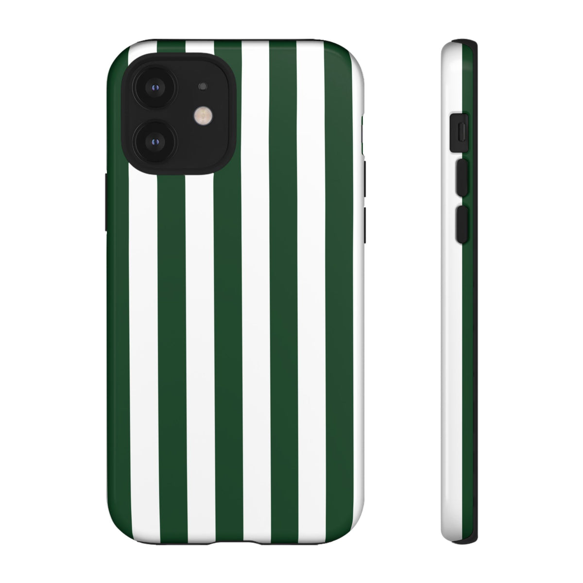 Simple Dark Green & White Stripe Pattern Phone Case - Green Phone Case - iPhone 12 / Glossy
