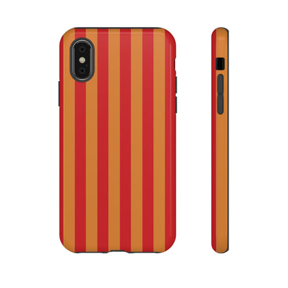 iPhone X / Glossy Phone Case - ’Orange & Red Stripe Pattern’ Phone Case
