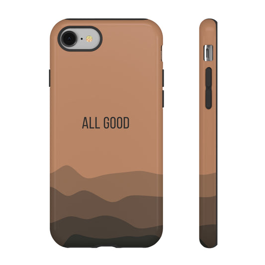 iPhone 8 / Glossy Phone Case - Minimalist Terracotta Waves ’All Good’ Statement Phone Case