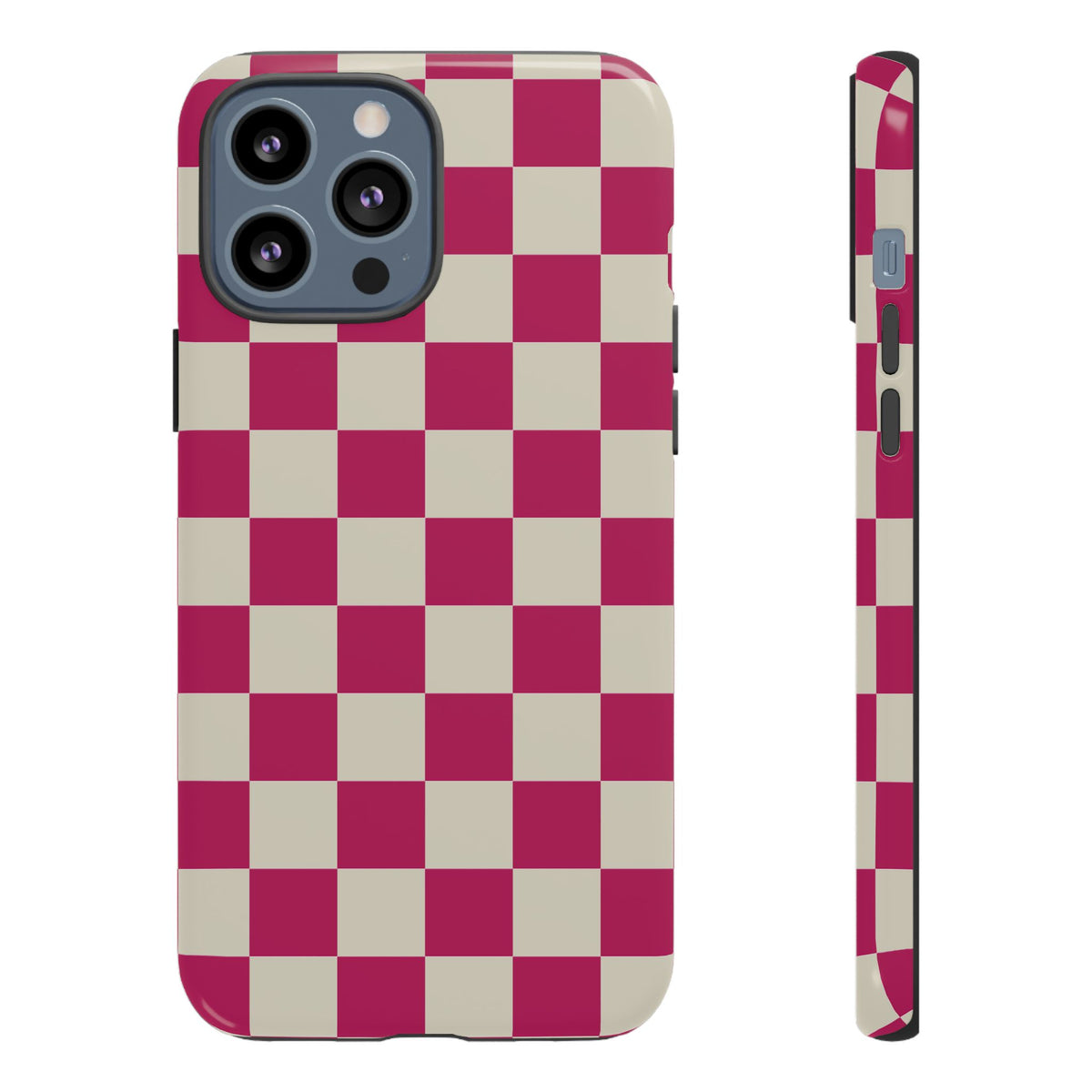Pink & White Checked Pattern Phone Case - Pink Phone Case - iPhone 13 Pro Max / Glossy