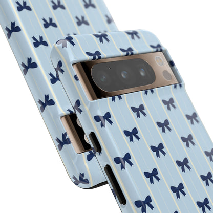 Retro Navy Blue Bow Pattern Phone Case