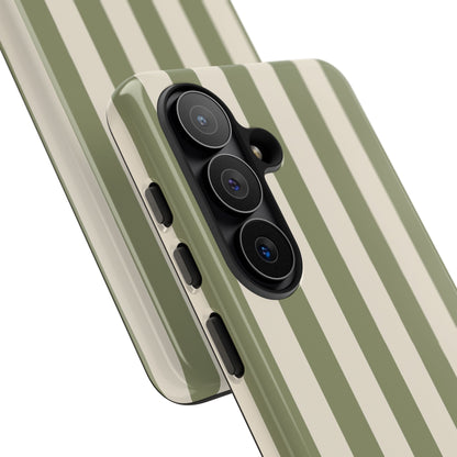 Olive & Beige Stripe Pattern Phone Case - Green Phone Case