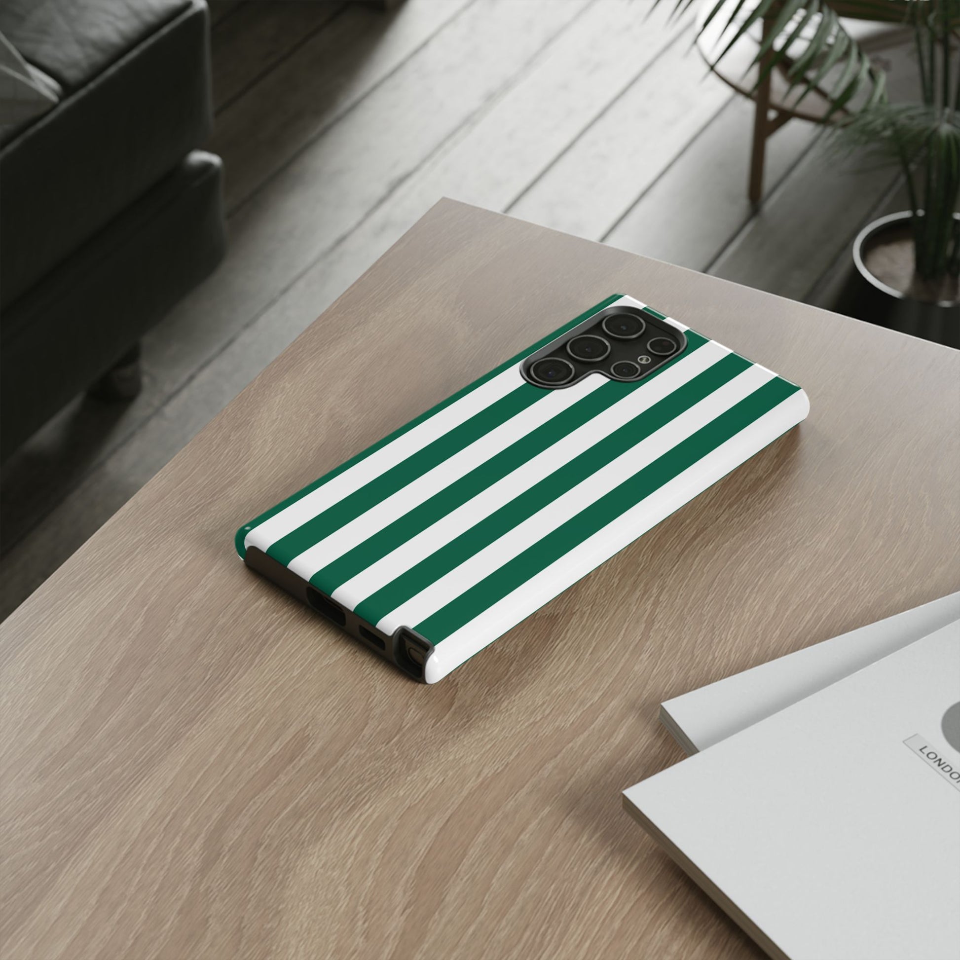 Phone Case - Simple Green & White Stripe Pattern Phone Case