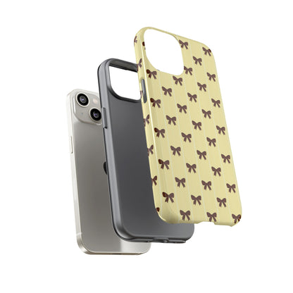 Retro Chocolate Brown Bow Pattern Phone Case