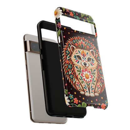 Vibrant Terracotta and Teal Calavera Hedgehog Phone Case - Multicolor Phone Case