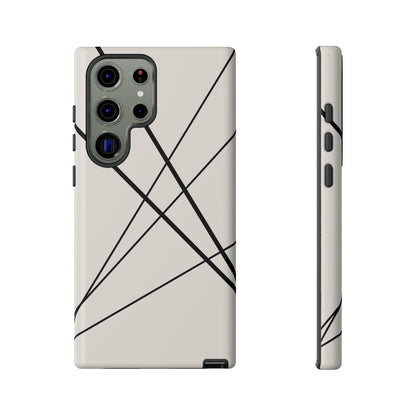 Abstract White with Black Lines Phone Case - White Phone Case - Samsung Galaxy S23 Ultra / Glossy