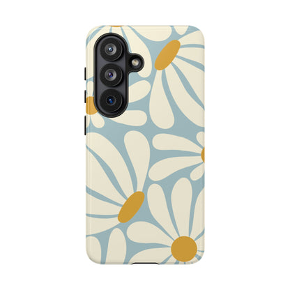 Retro Light Blue Daisy Pattern Phone Case - Blue Phone Case - Samsung Galaxy S26 / Glossy