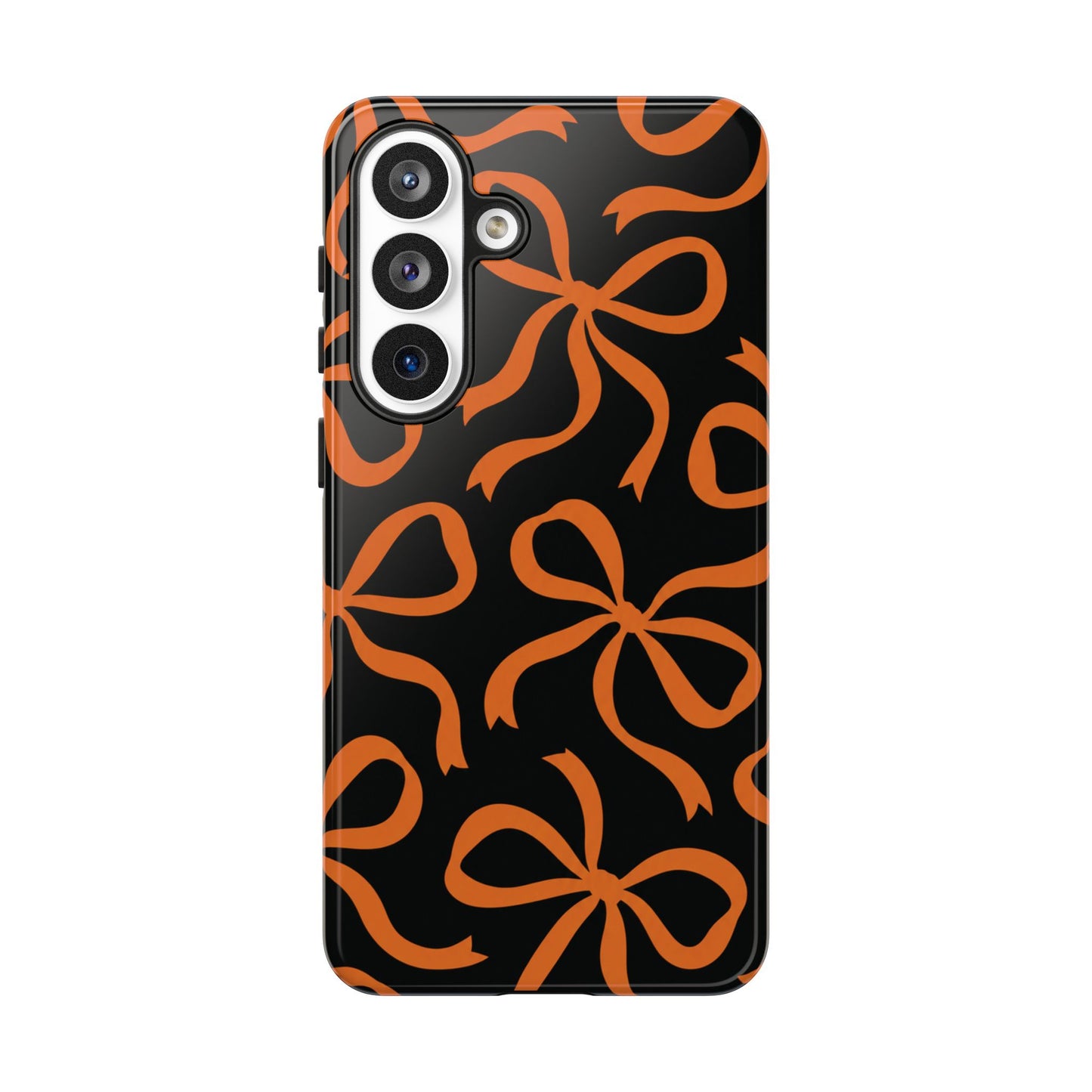 Bold Black and Burnt Orange Bow Pattern Phone Case