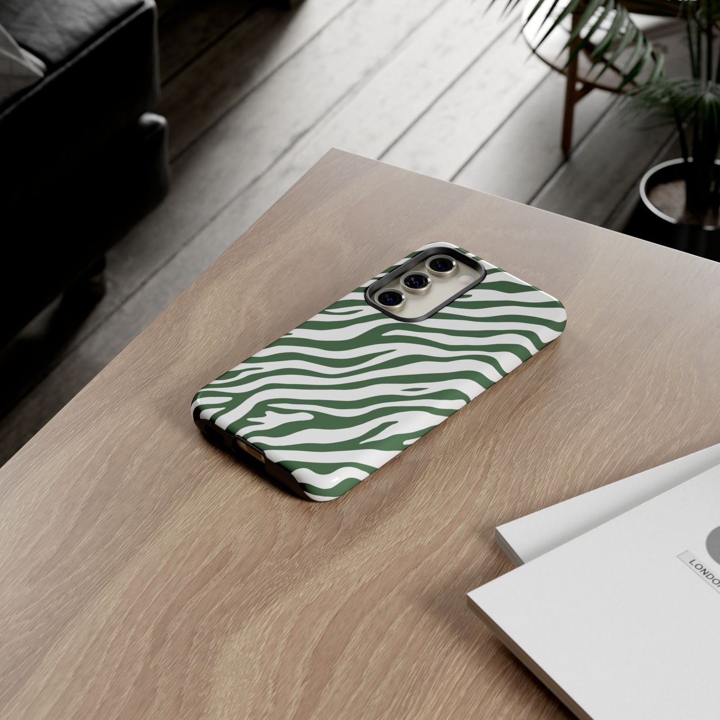 Stylish Sage Zebra Print Phone Case
