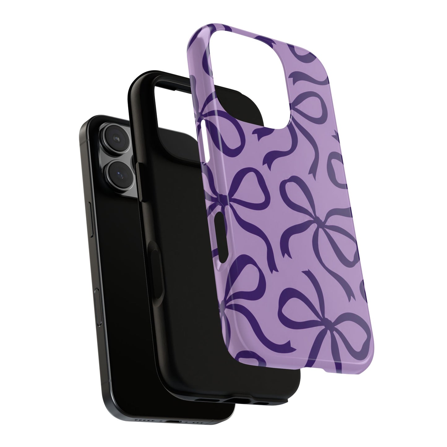 Bold Lilac and Deep Purple Bow Pattern Phone Case
