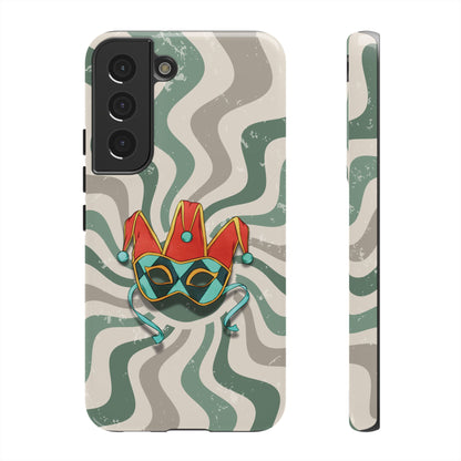 Samsung Galaxy S22 / Glossy Phone Case - Venetian Jester Mask – Green Retro Soft Revival Phone Case