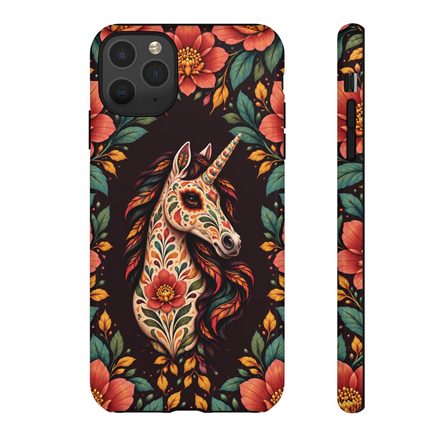Elegant Terracotta and Teal Calavera Unicorn Phone Case - Phone Case - iPhone 11 Pro Max / Glossy