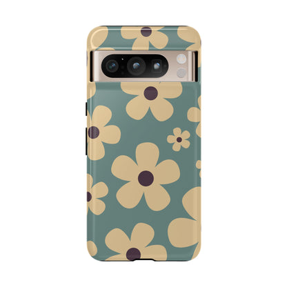 Cute Blue & Cream Daisy Pattern Phone Case - Blue Phone Case - Google Pixel 8 Pro / Glossy