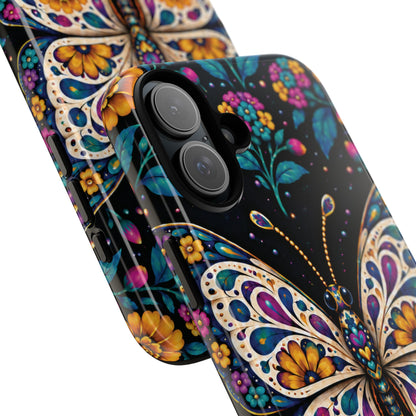 Vibrant Purple and Teal Calavera Butterfly Phone Case - Multicolor Phone Case