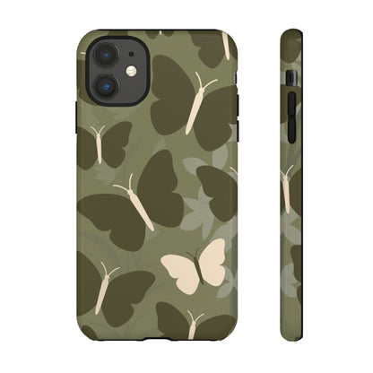 Minimalist Olive Green Butterfly Pattern Phone Case - Green Phone Case - iPhone 11 / Glossy