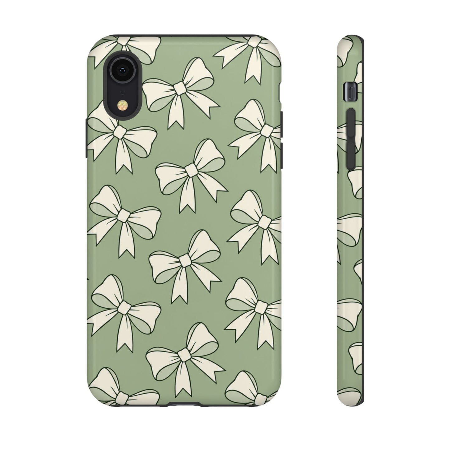 Chic Sage Green Bow Pattern Phone Case