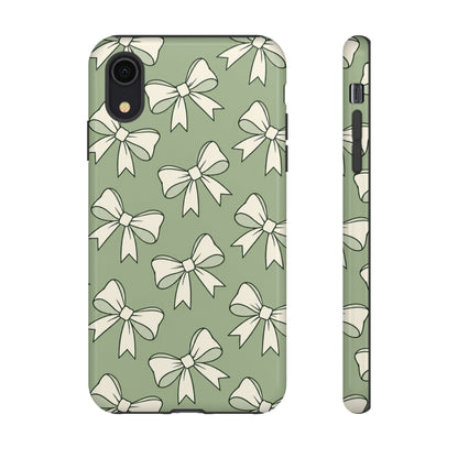 Chic Sage Green Bow Pattern Phone Case