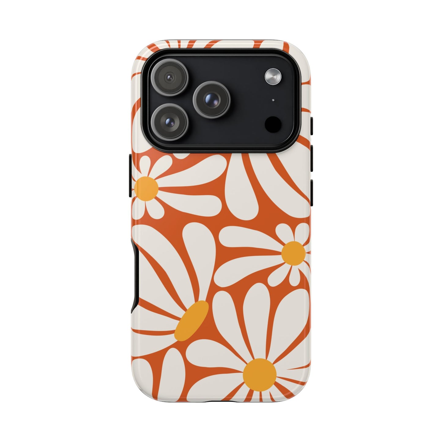 Retro Orange Daisy Pattern Phone Case - Orange Phone Case