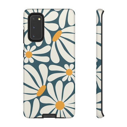 Retro Blue Daisy Pattern Phone Case - Blue Phone Case - Samsung Galaxy S20 / Glossy