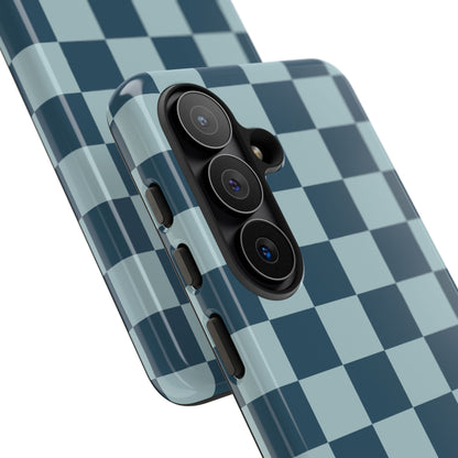 Blue Checked Pattern Phone Case - Blue Phone Case