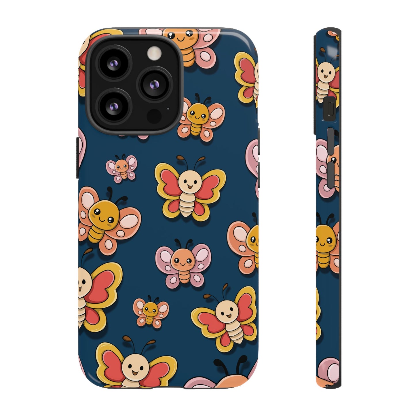 Dark Blue Butterfly Sticker Design Phone Case - Blue Phone Case - iPhone 13 Pro / Glossy