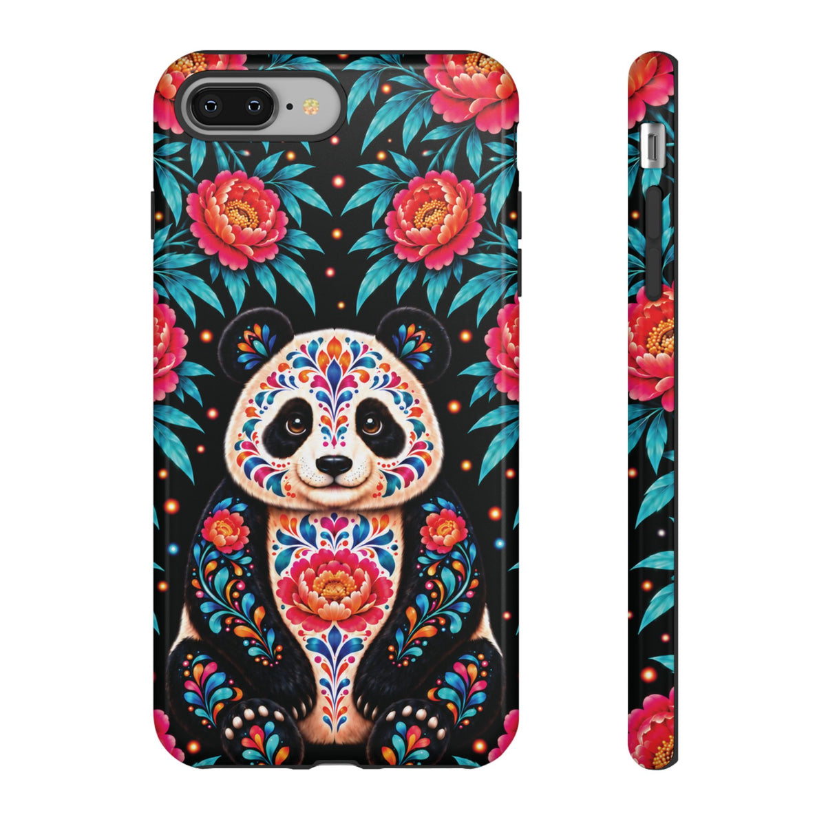Cute Pink and Turquoise Calavera Panda Phone Case - Multicolor Phone Case - iPhone 8 Plus / Glossy
