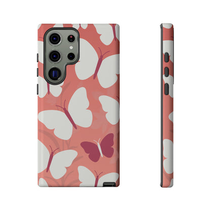 Minimalist Pink Butterfly Pattern Phone Case - Pink Phone Case - Samsung Galaxy S23 Ultra / Glossy